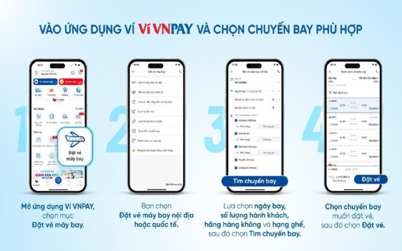 Thao tác đặt mua vé máy bay online trên VNPay