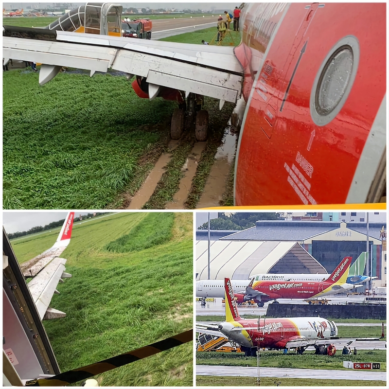 Máy bay Vietjet hạ cánh lỗi tại sân bay Tân Sơn Nhất vì lý do thời tiết xấu.