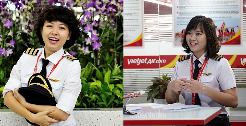 Hai nữ phi công Vietjet Air người Việt đầu tiên.