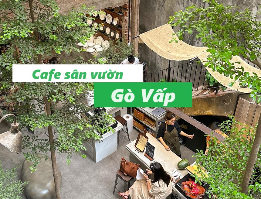 Quán cafe sân vườn Gò Vấp không gian thoáng mát, rộng rãi.